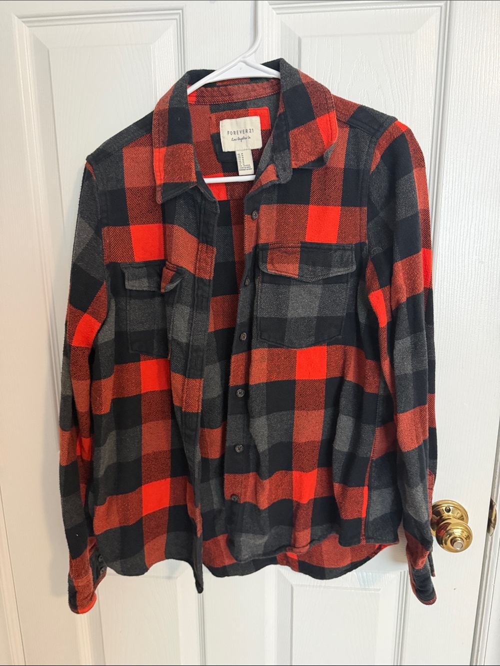 Forever 21 Red and Black Plaid Button-Down Shirt